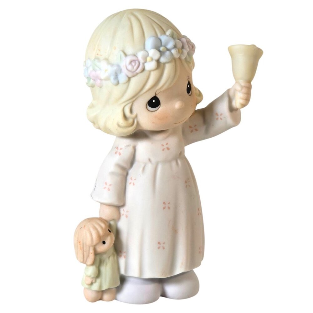 Precious Moments 1993 Ring Out The Good News Figurine Enesco Girl Bell - Picture 3 of 10